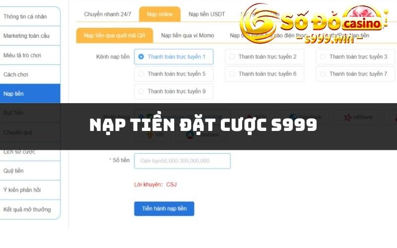 Nạp tiền đặt cược S999 